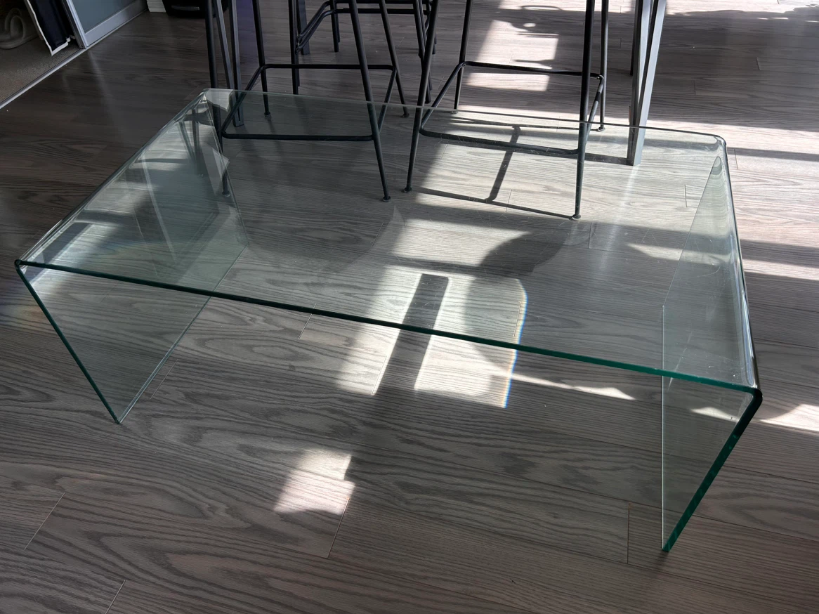 Clear Glass Waterfall Coffee Table - photo 3