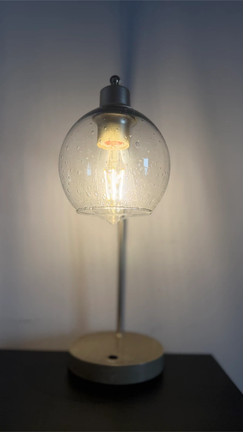 Modern Gold Desk Lamp with Seeded Glass Shade - photo 3