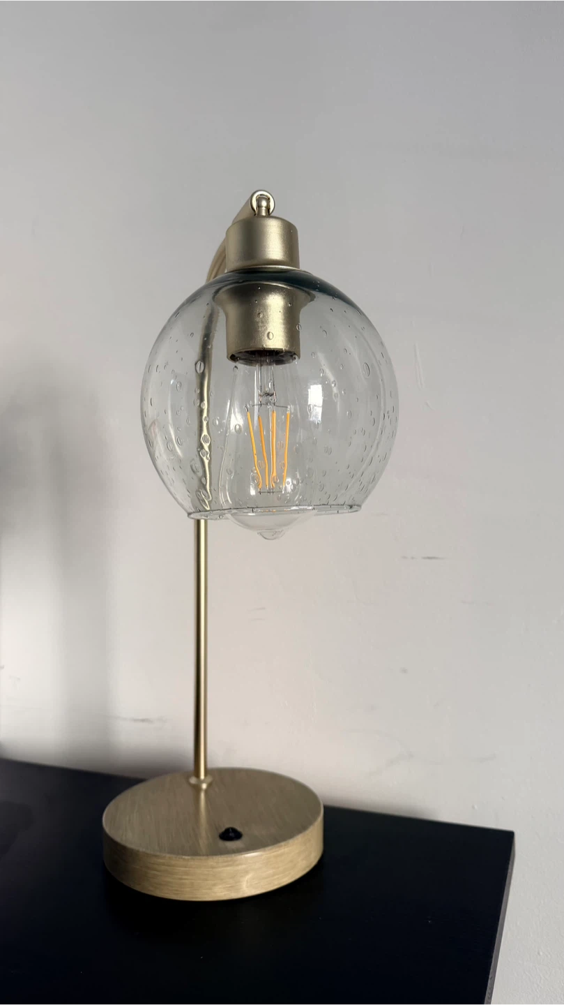 Modern Gold Desk Lamp with Seeded Glass Shade - photo 4