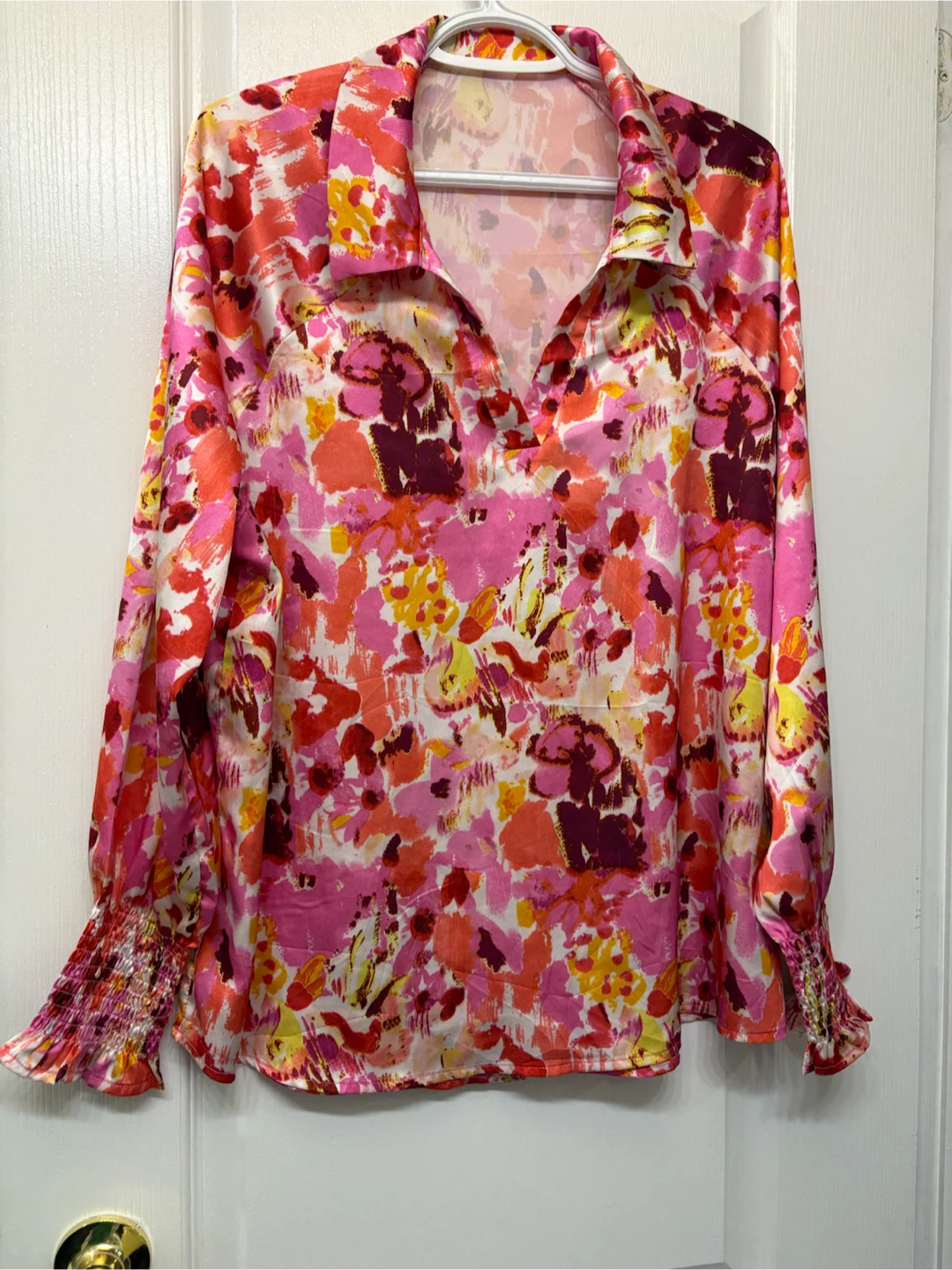Pink Floral Print Long Sleeve Shirt