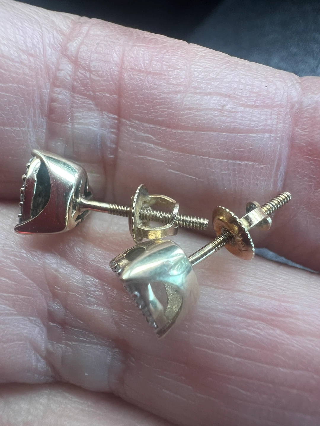 10K Gold Heart Diamond Cluster Stud Earrings - photo 5