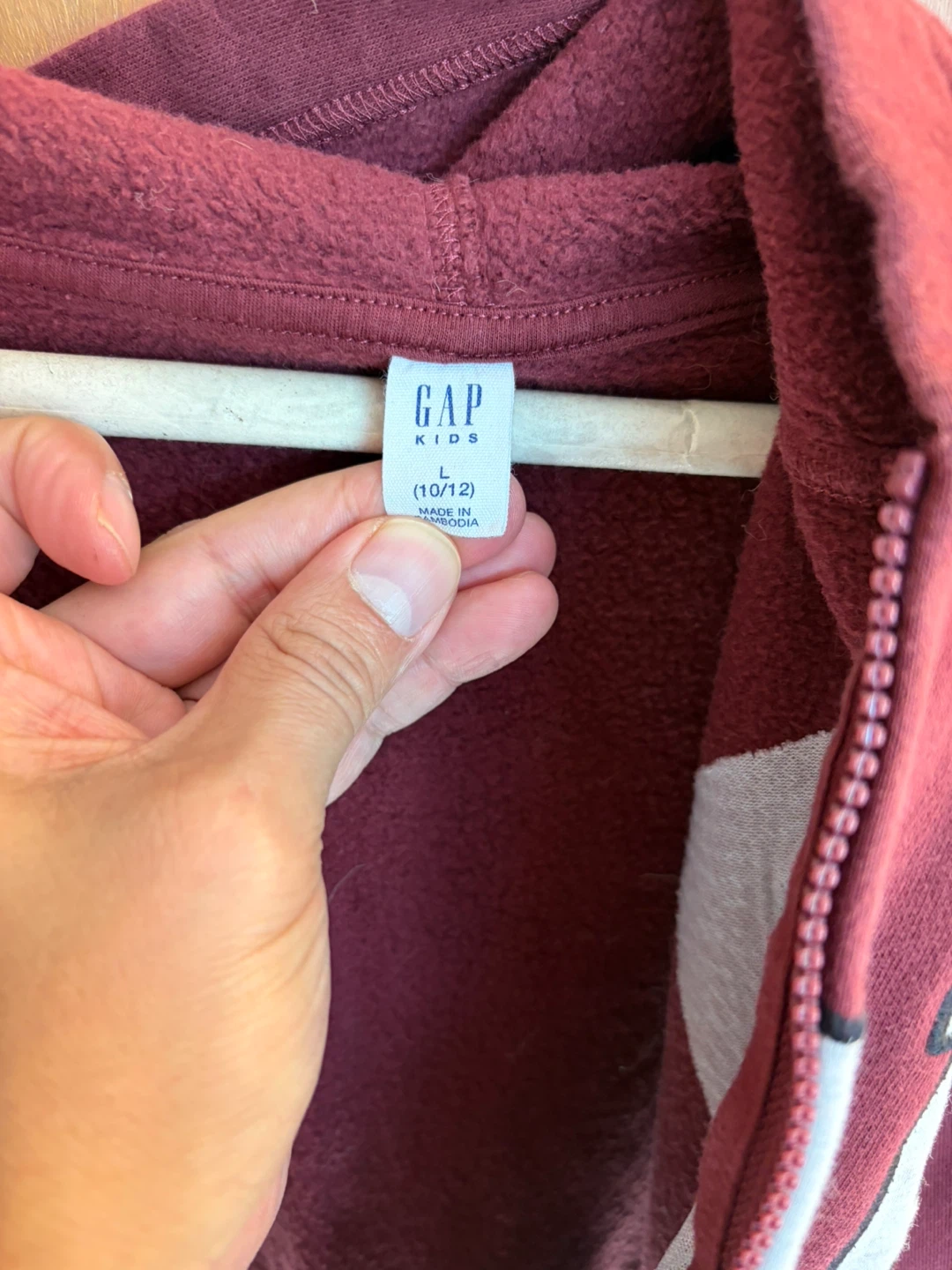 Gap Kids Maroon Zip-Up Hoodie Size L - photo 3
