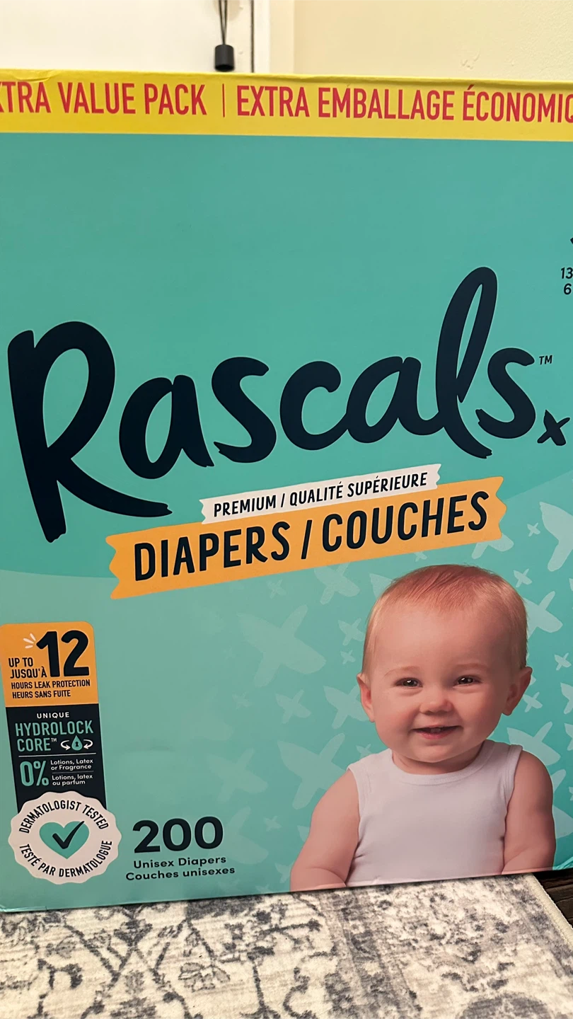 Rascals Size 3 Unisex Diapers, 200 Count