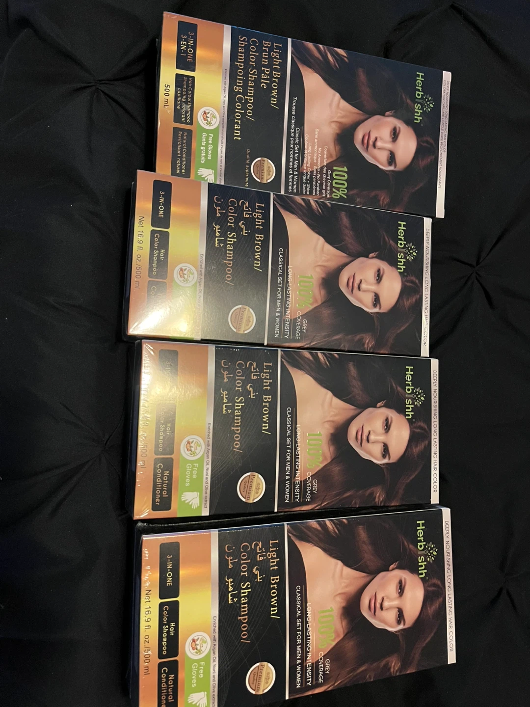4 Herbshh Light Brown 3-in-1 Color Shampoo Boxes