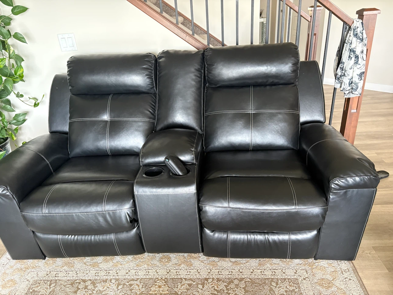 Black Leather Power Reclining Sofa