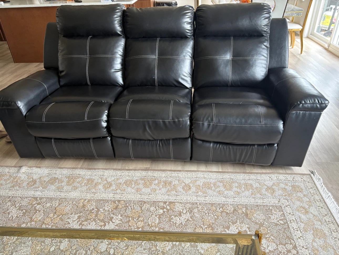 Black Leather Power Reclining Sofa - photo 2