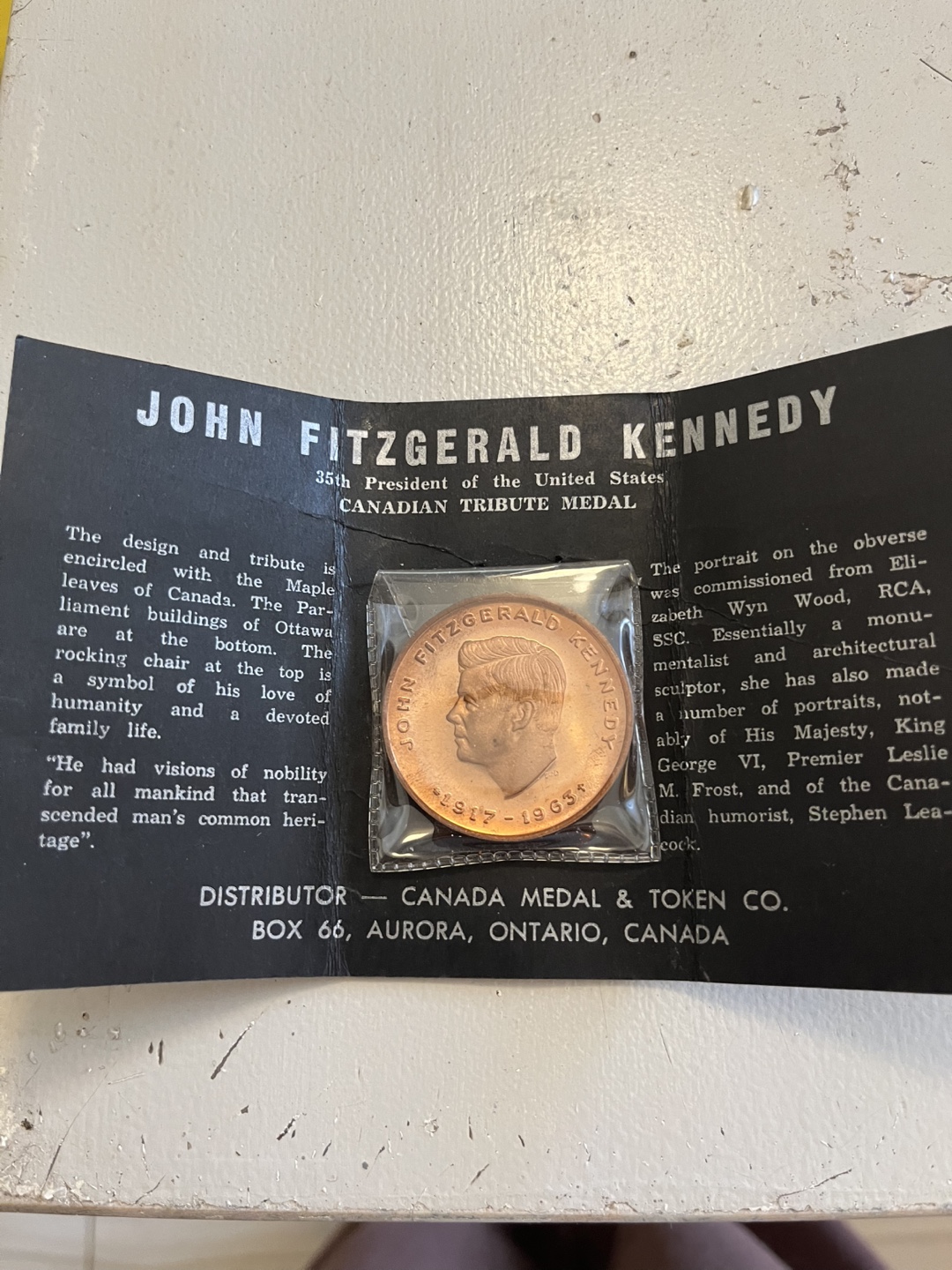 John Fitzgerald Kennedy Canadian Tribute Medal