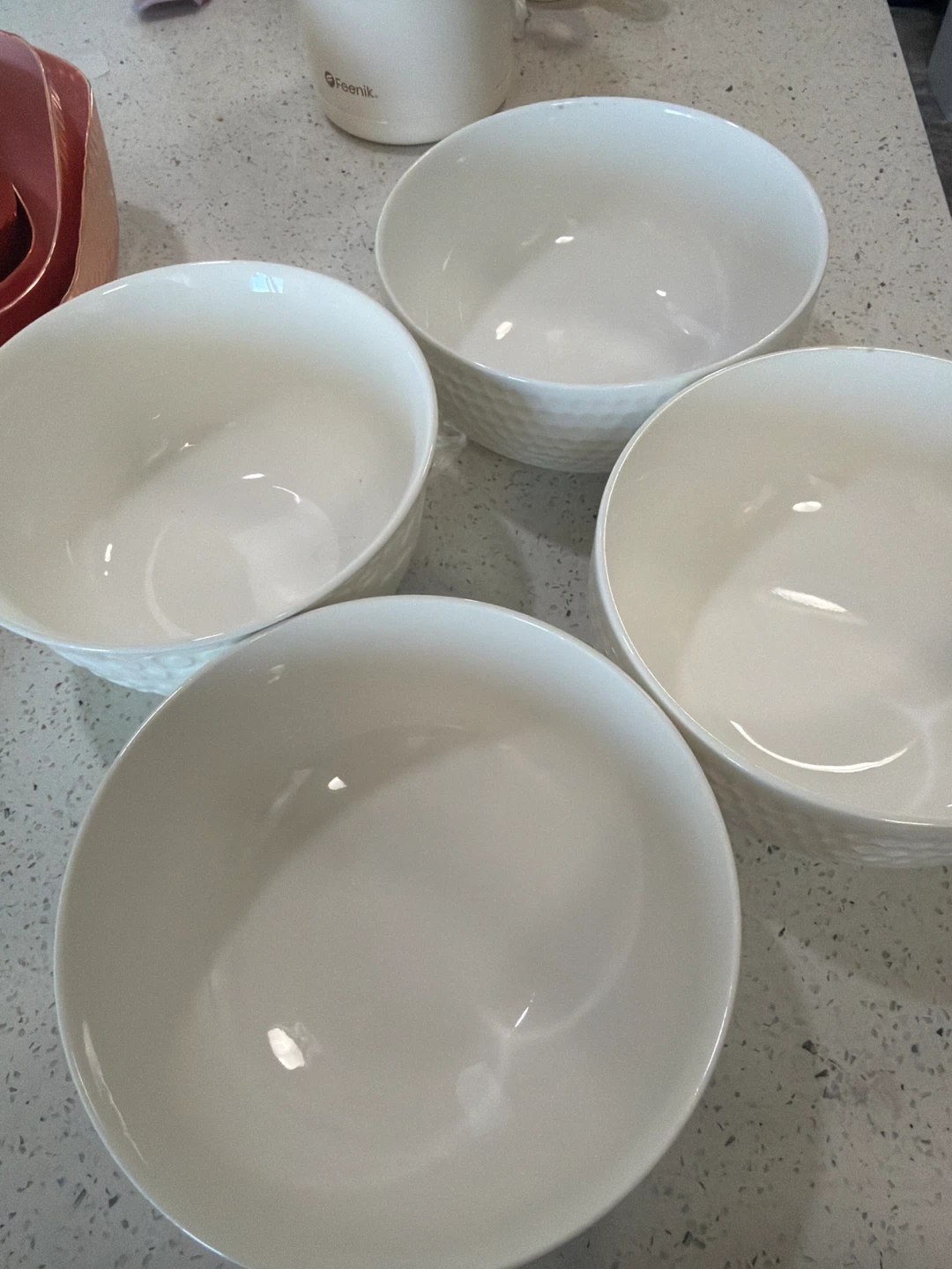 Set of 4 White Textured Bowls - photo 2