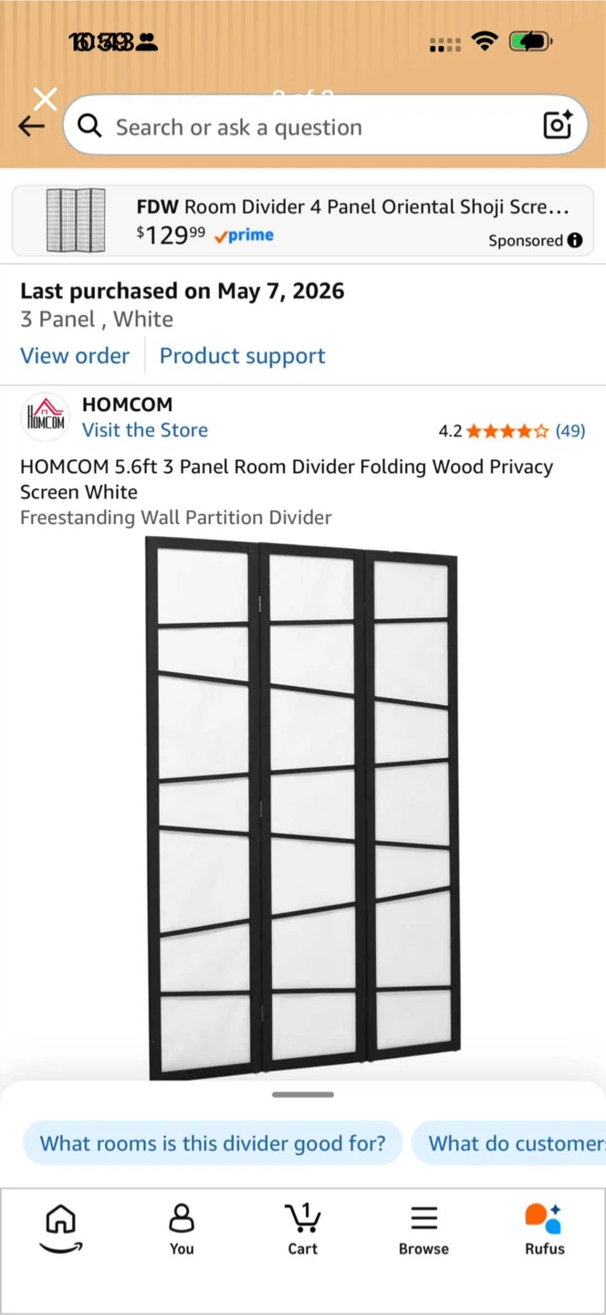 HOMCOM 3-Panel Folding Privacy Screen - photo 4