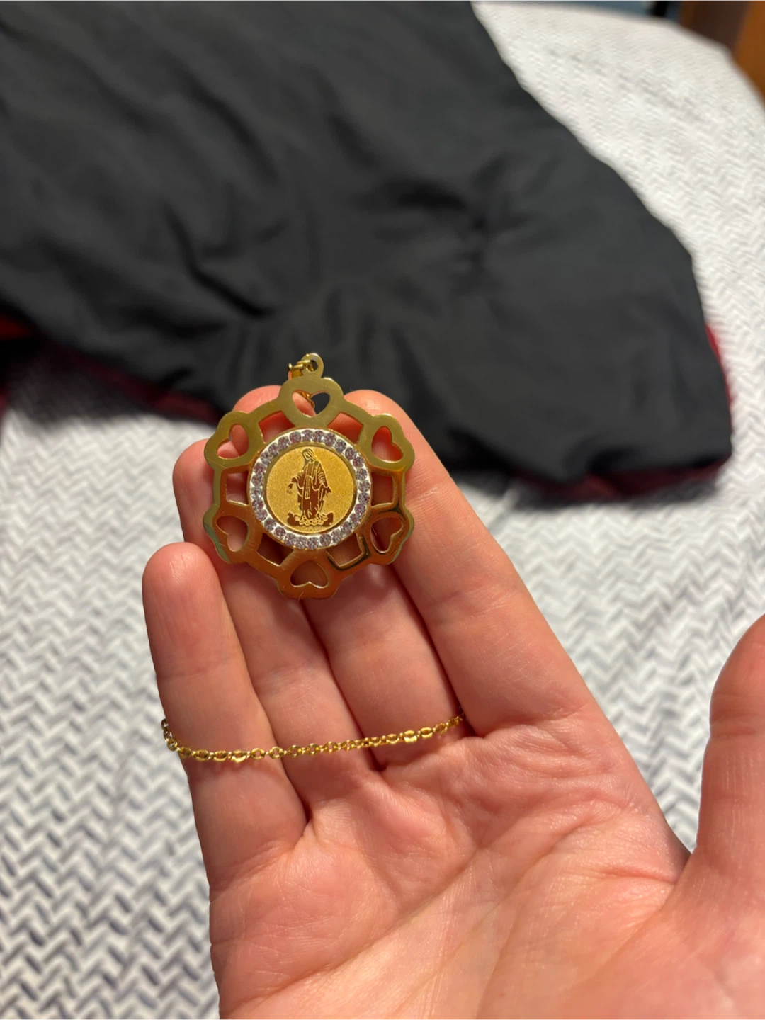 Gold-Tone Religious Pendant Necklace