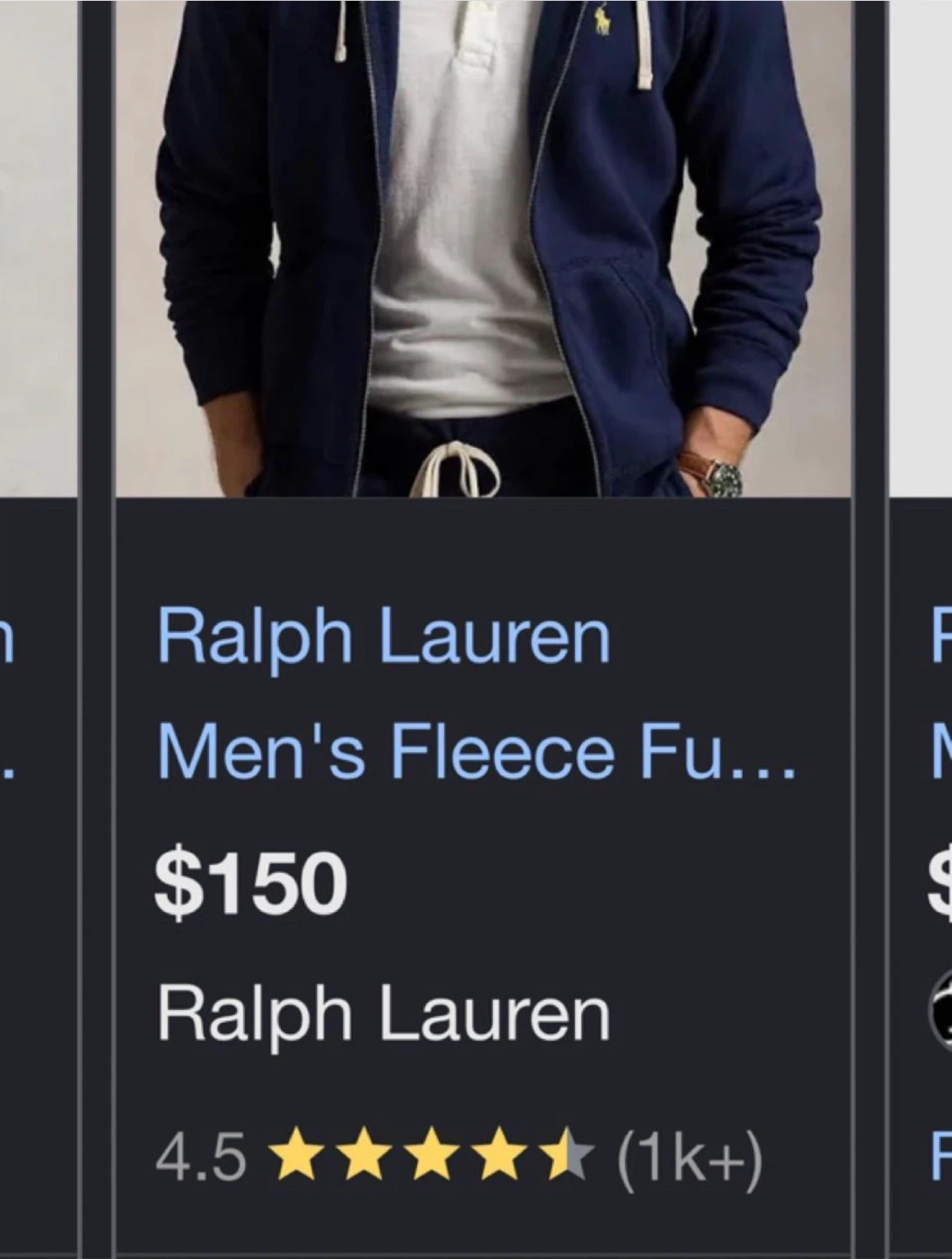 Polo Ralph Lauren Navy Fleece Full-Zip Hoodie