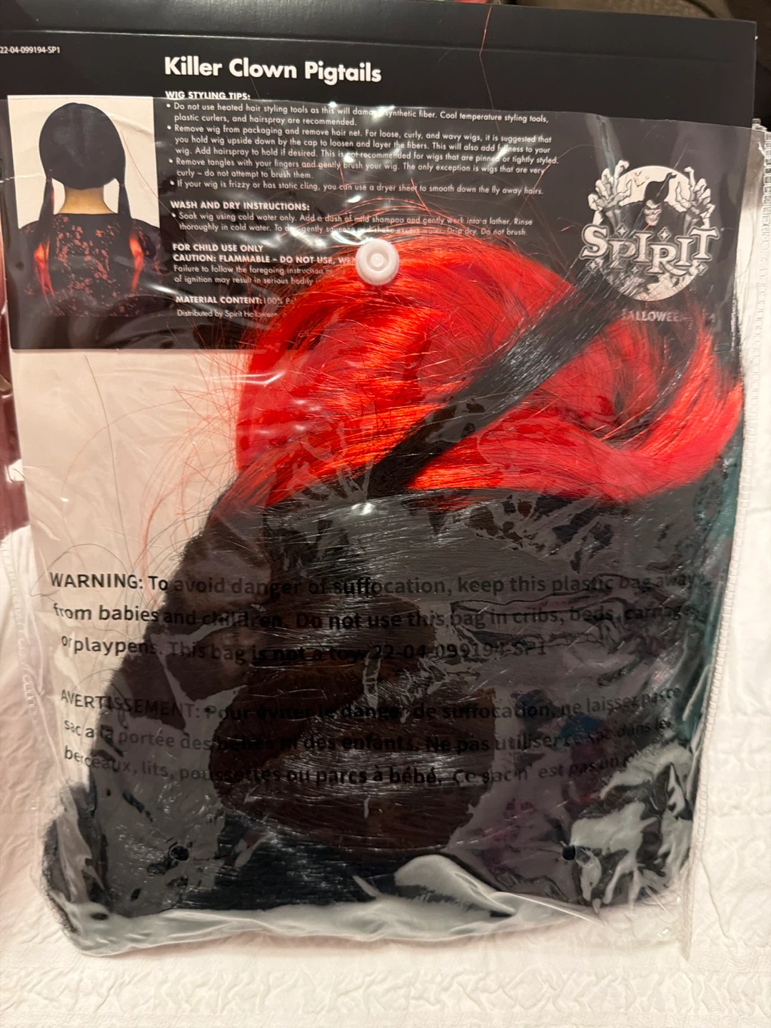 Spirit Halloween Killer Clown Pigtails Wig - photo 2