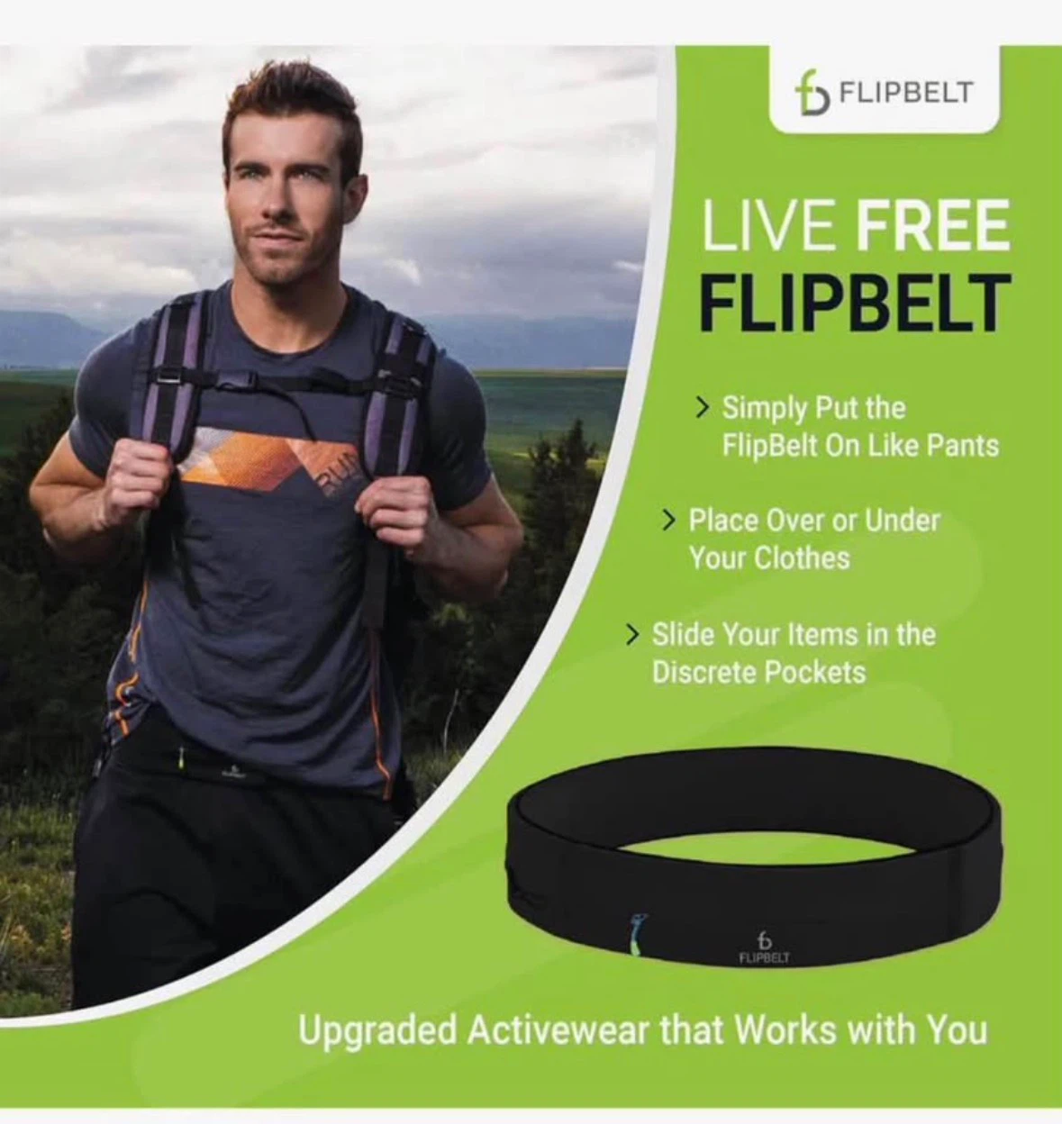 FlipBelt Zipper Running Belt, Waist Pack for Fitness