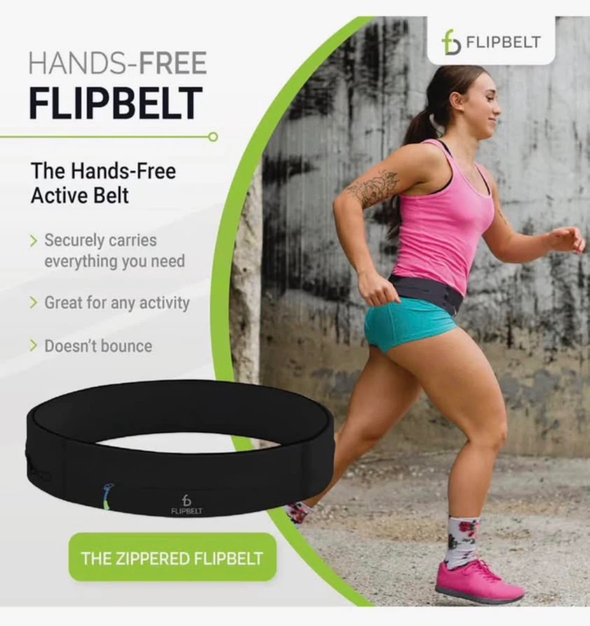 FlipBelt Zipper Running Belt, Waist Pack for Fitness - photo 2