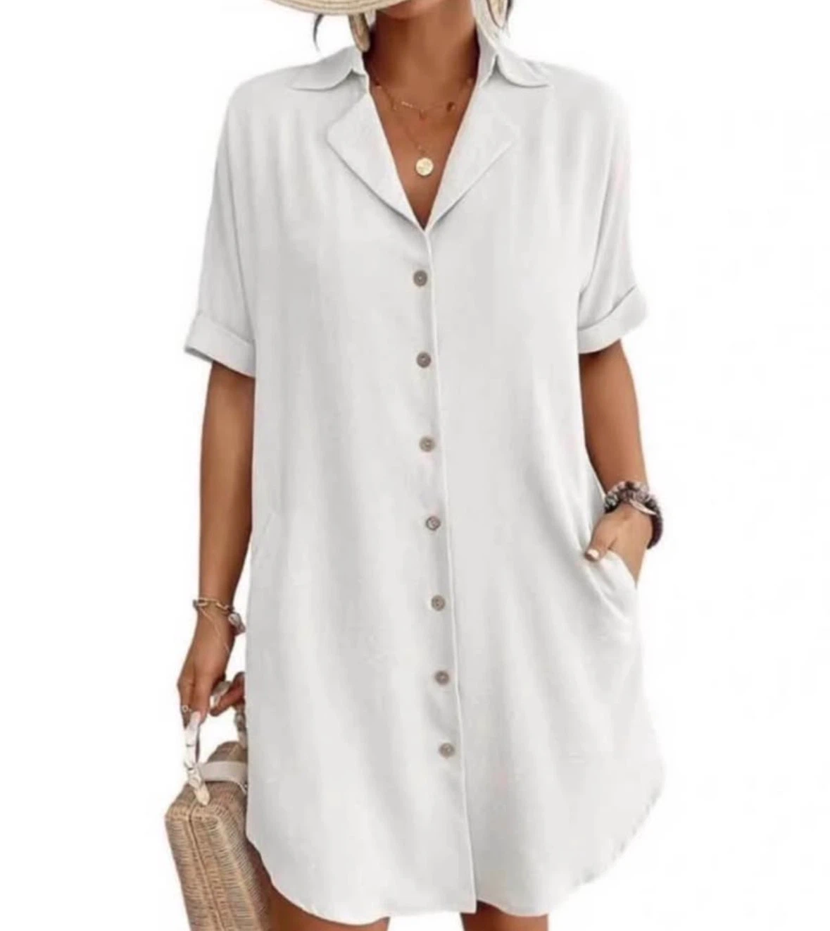 Swimsuit Coverup for Women Button Down Beach Dress Shirt