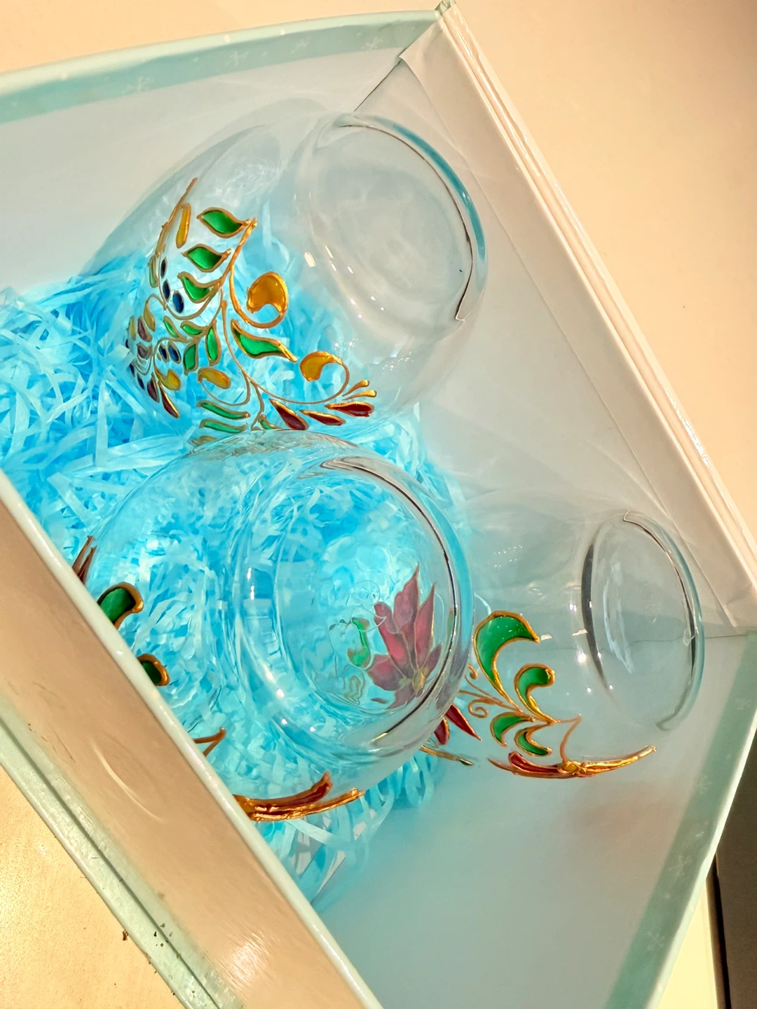 Set of 3 hand-painted Christmas stemless wine glasses - photo 4