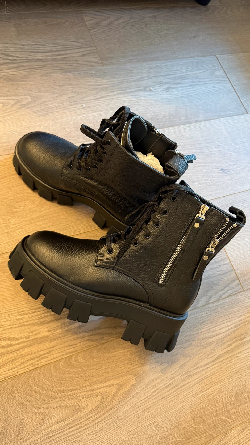 Prada Monolith Black Leather Lace-Up Boots - photo 2
