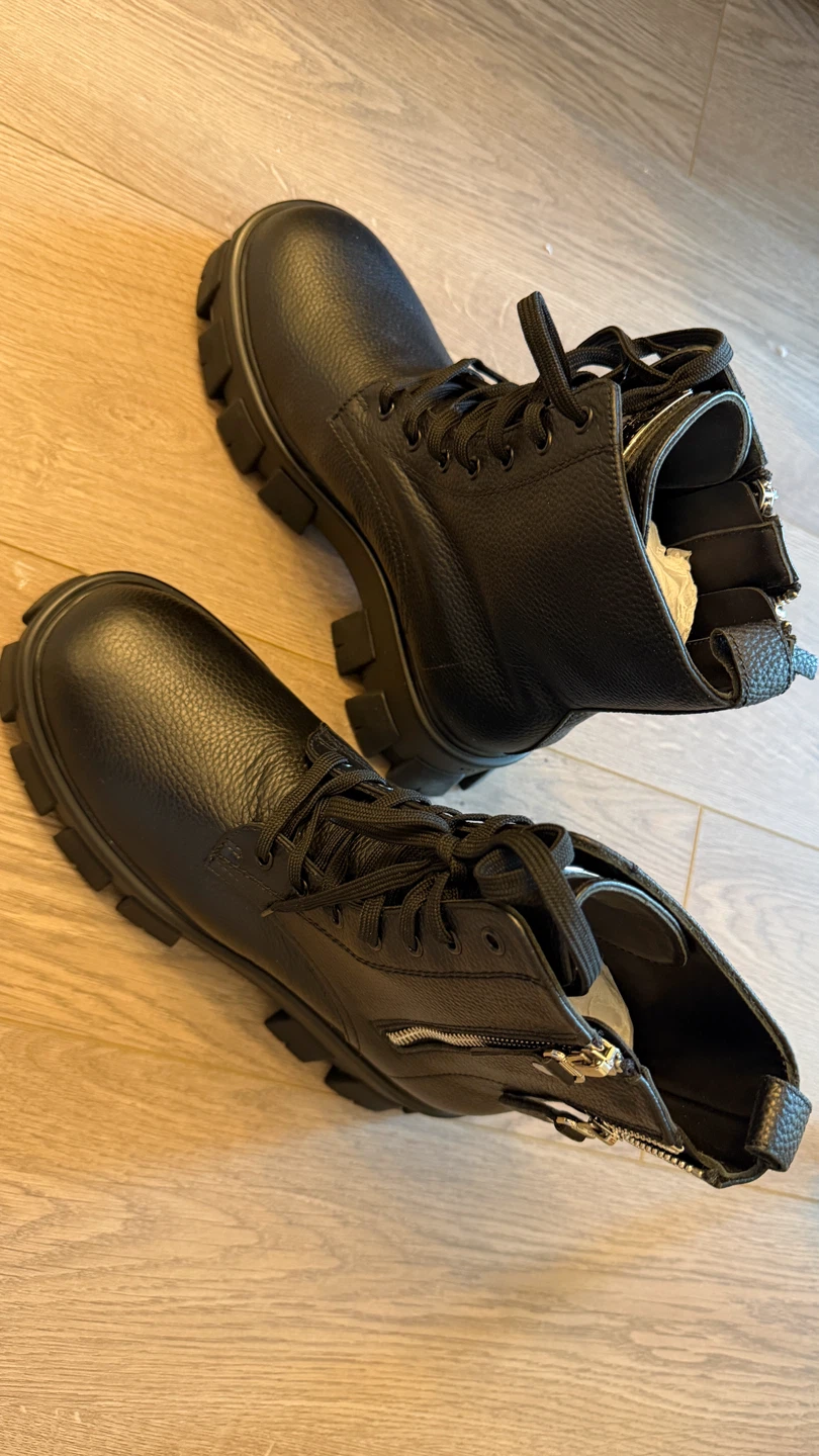Prada Monolith Black Leather Lace-Up Boots - photo 3