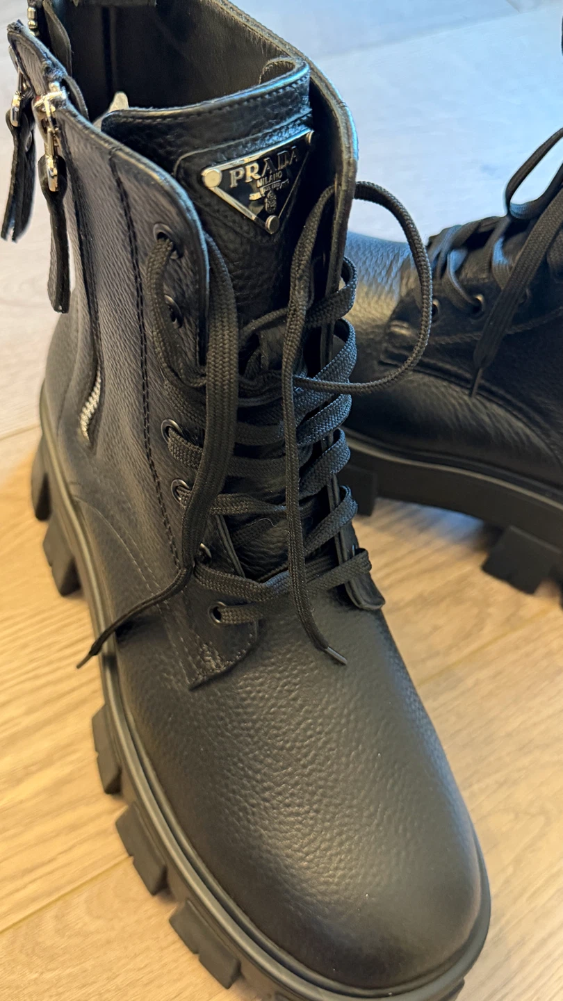 Prada Monolith Black Leather Lace-Up Boots - photo 5