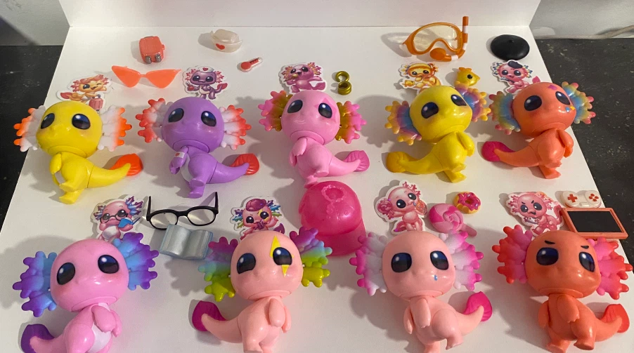 Lot of 9 Axolotls  Figures and Accessories