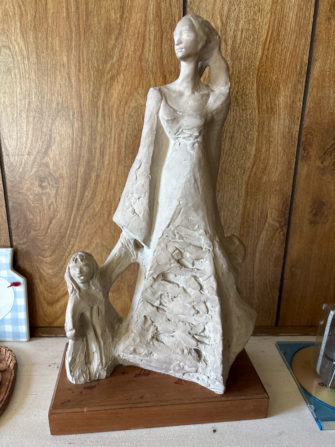 Abstract Mother and Child Clay Sculpture - photo 3