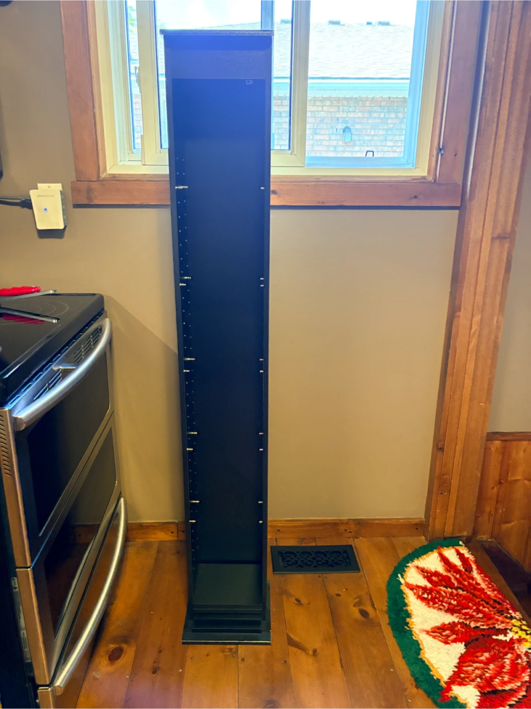 Tall Black Media Tower Storage Rack