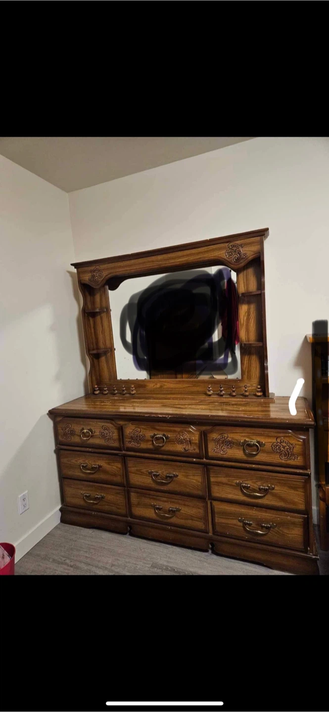 Vintage Wooden Dresser with Mirror - photo 3
