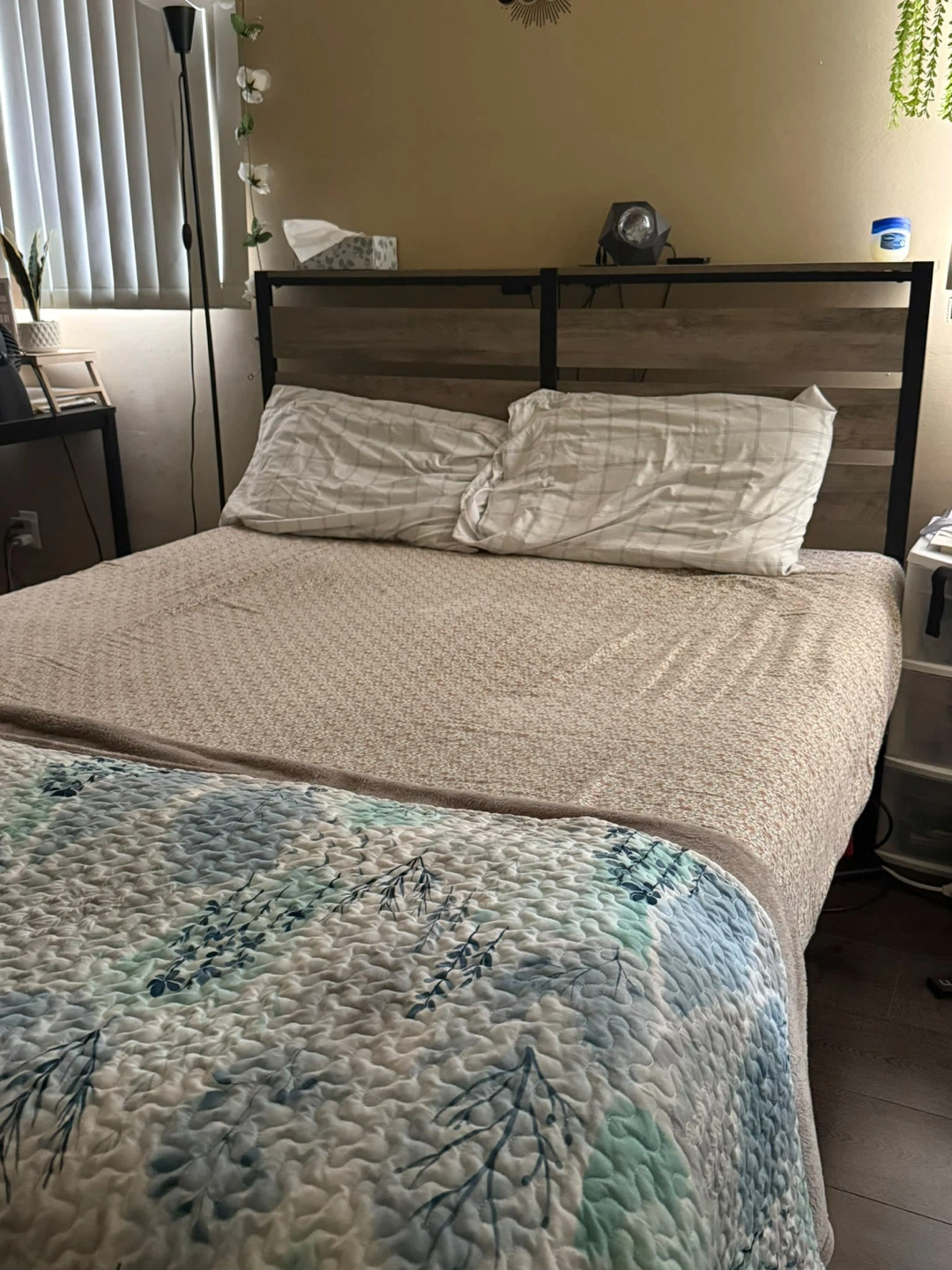 Industrial style bed frame and mattress