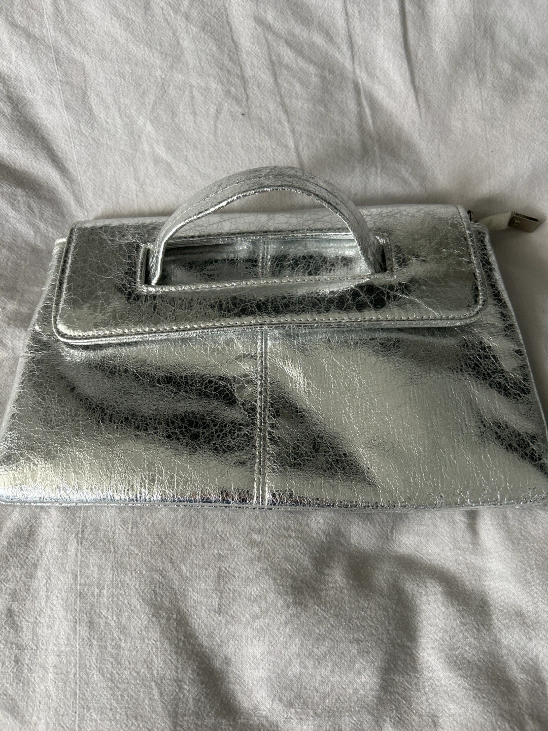 Silver metallic clutch bag - photo 2