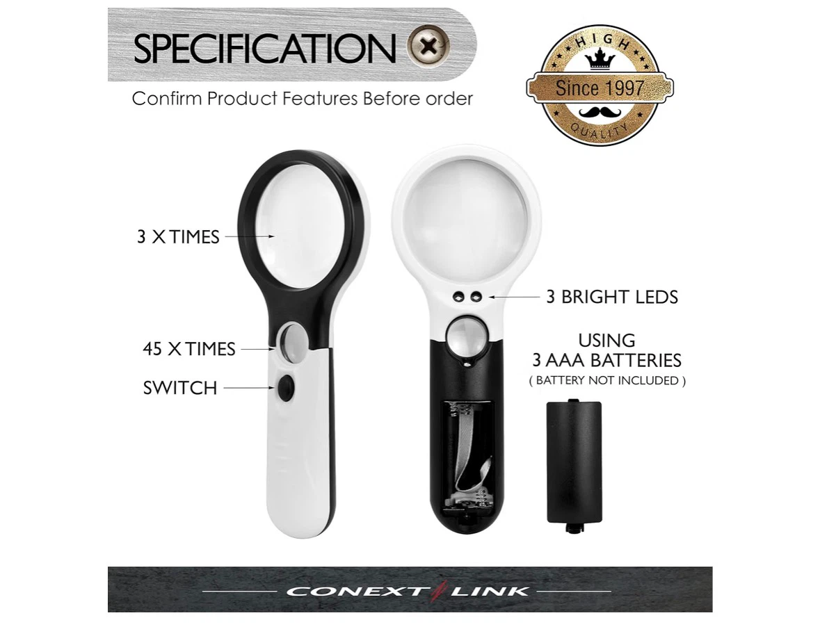 45X LED Magnifying Glass – Handheld Magnifier - photo 3