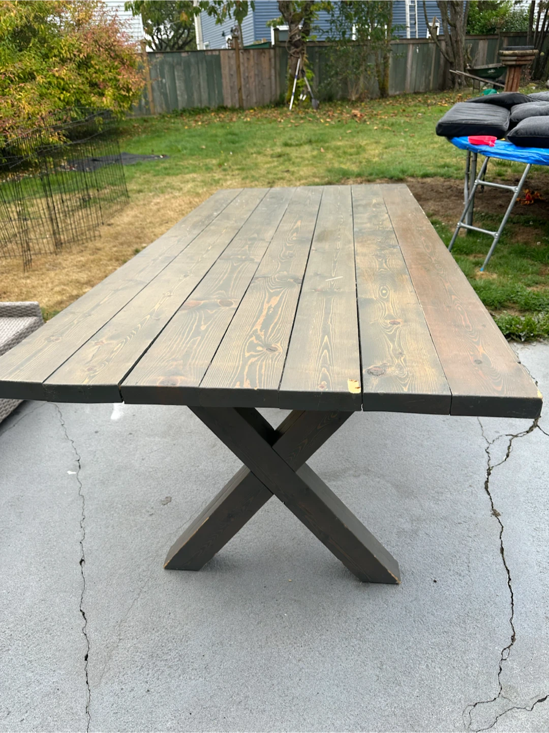 Rustic Wood X-Leg Dining Table