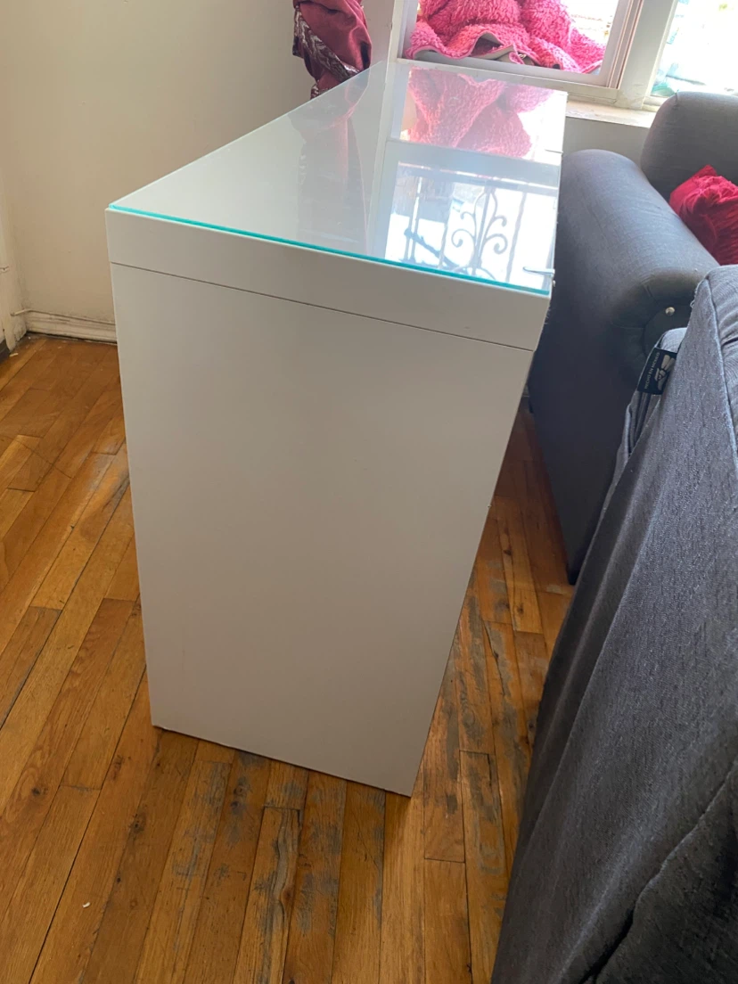 IKEA Malm White Desk with Glass Top - photo 3