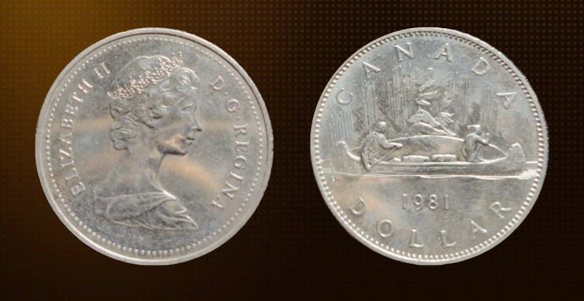 1981 Canadian Voyageur Dollar Coin - photo 3