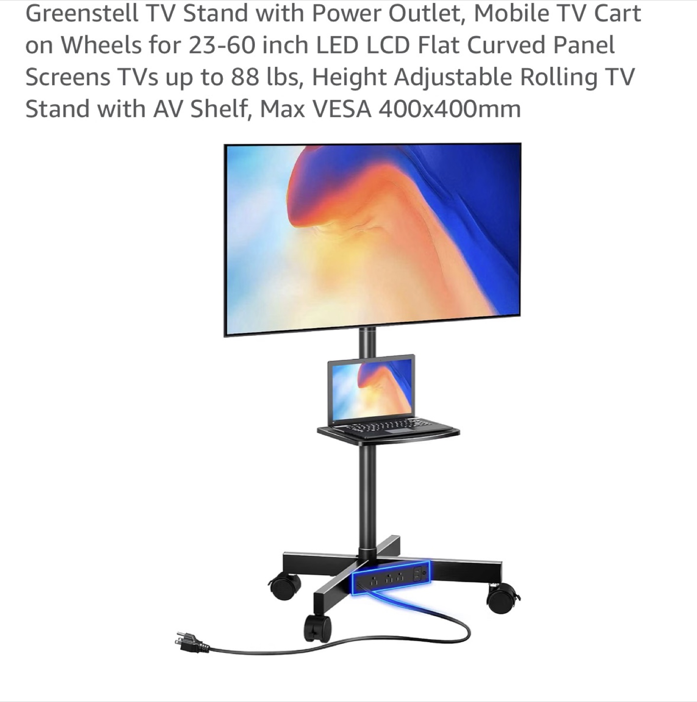 Greenstell Mobile Rolling TV Stand