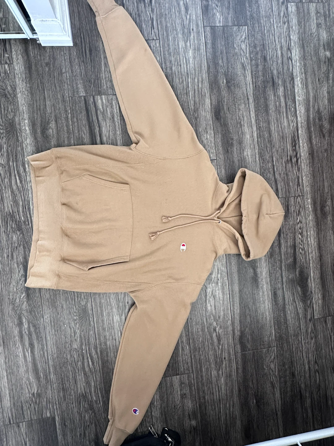 Beige Champion Reverse Weave Hoodie - Medium