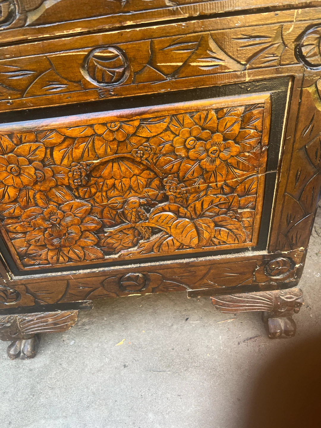 Ornate Carved Wooden Storage Chest - photo 3