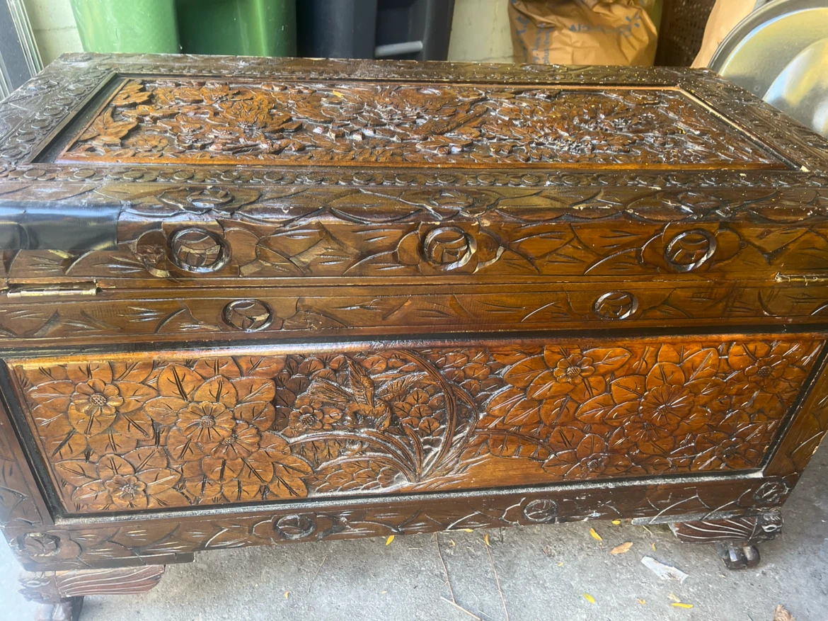 Ornate Carved Wooden Storage Chest - photo 4