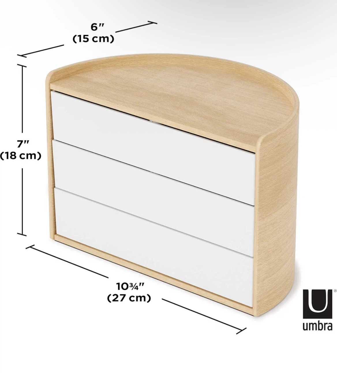 Umbra Wood and White 3-Drawer Organizer - photo 2
