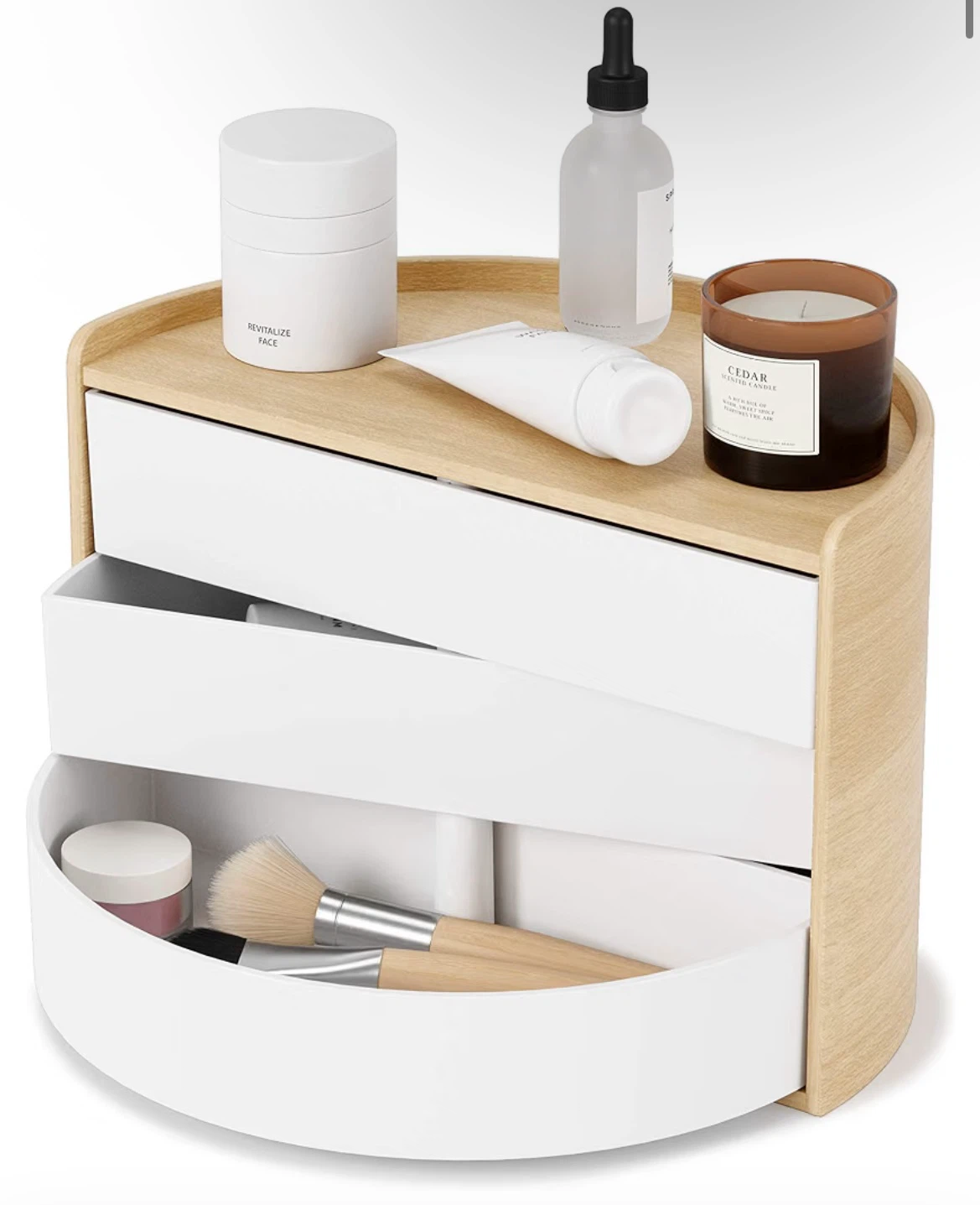 Umbra Wood and White 3-Drawer Organizer - photo 3