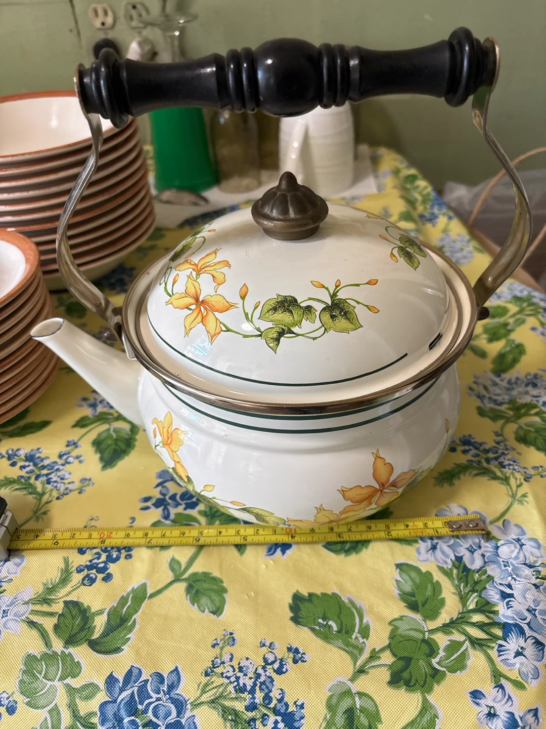 7” vintage 1970 Japanese enamel tea pot