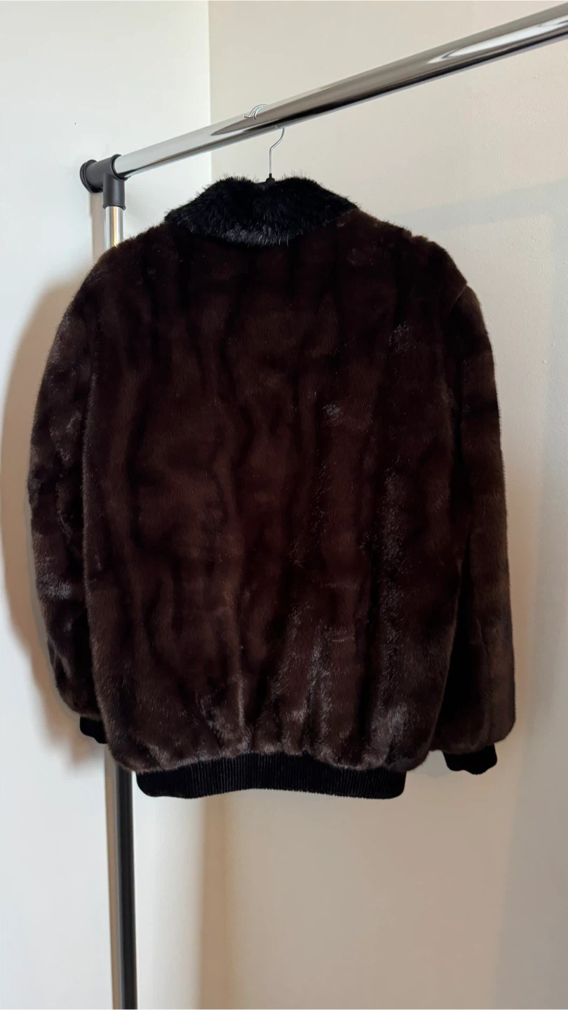 Dark Brown Faux Fur Bomber Jacket - photo 2