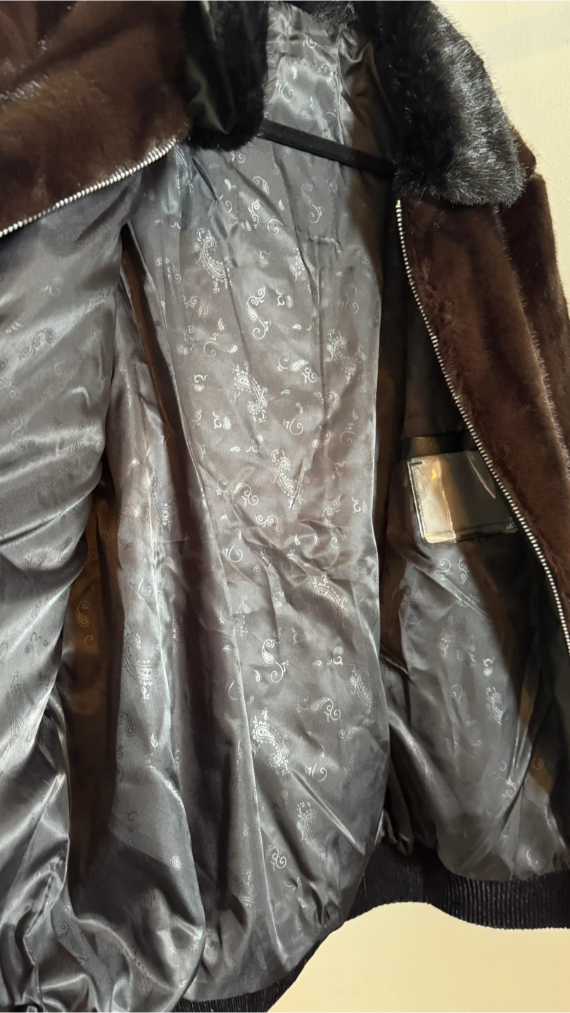 Dark Brown Faux Fur Bomber Jacket - photo 4