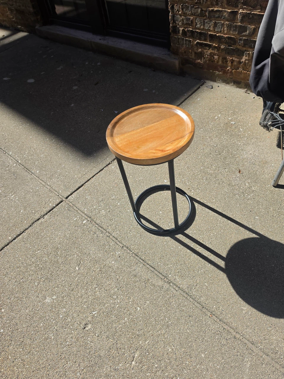 Modern Round Wood and Metal Side Table - photo 3