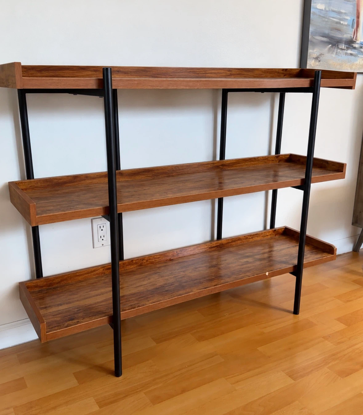 Industrial Style 3-Tier Wooden Shelf - photo 2
