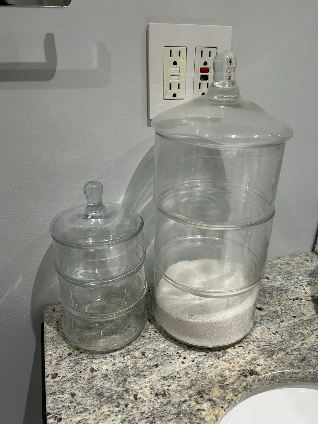 Two Stackable Glass Canisters