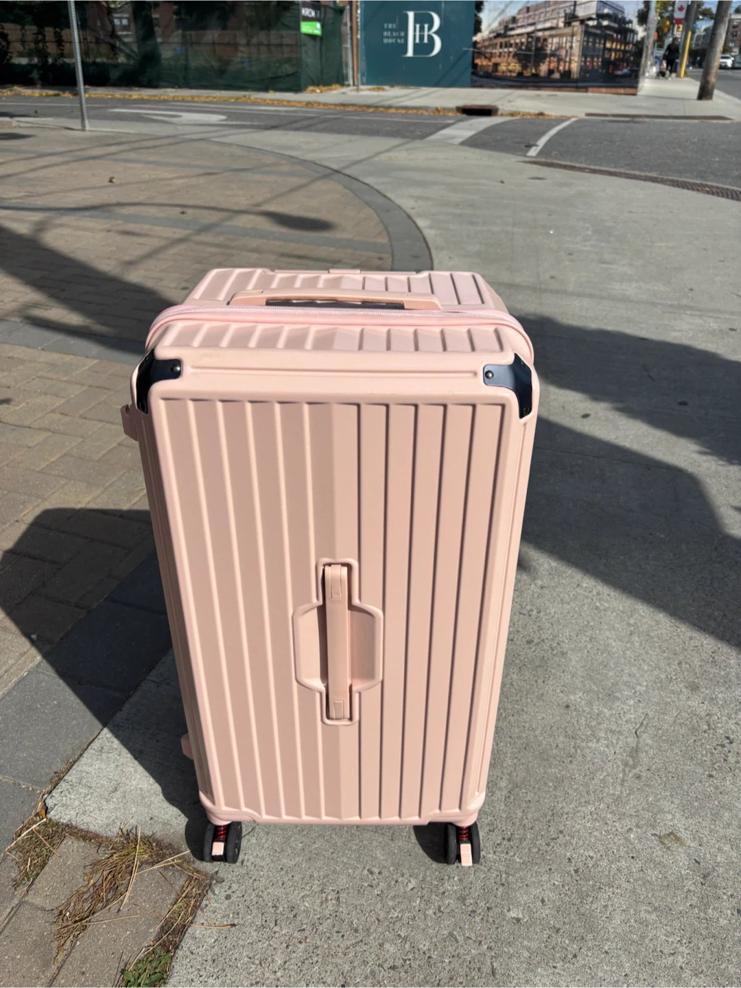 Large Check in Pink Hardshell Spinner Suitcase