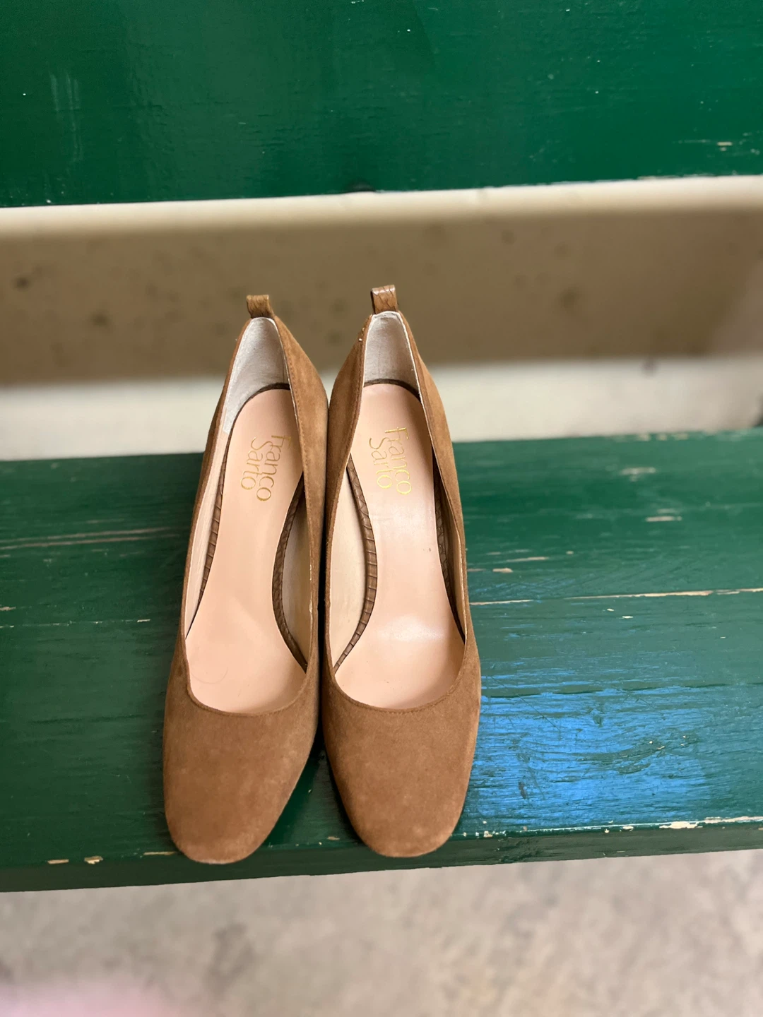 Franco Sarto Brown Suede Block Heel Pumps