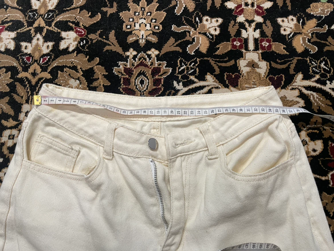 Cream Wide-Leg Denim Jeans - photo 2