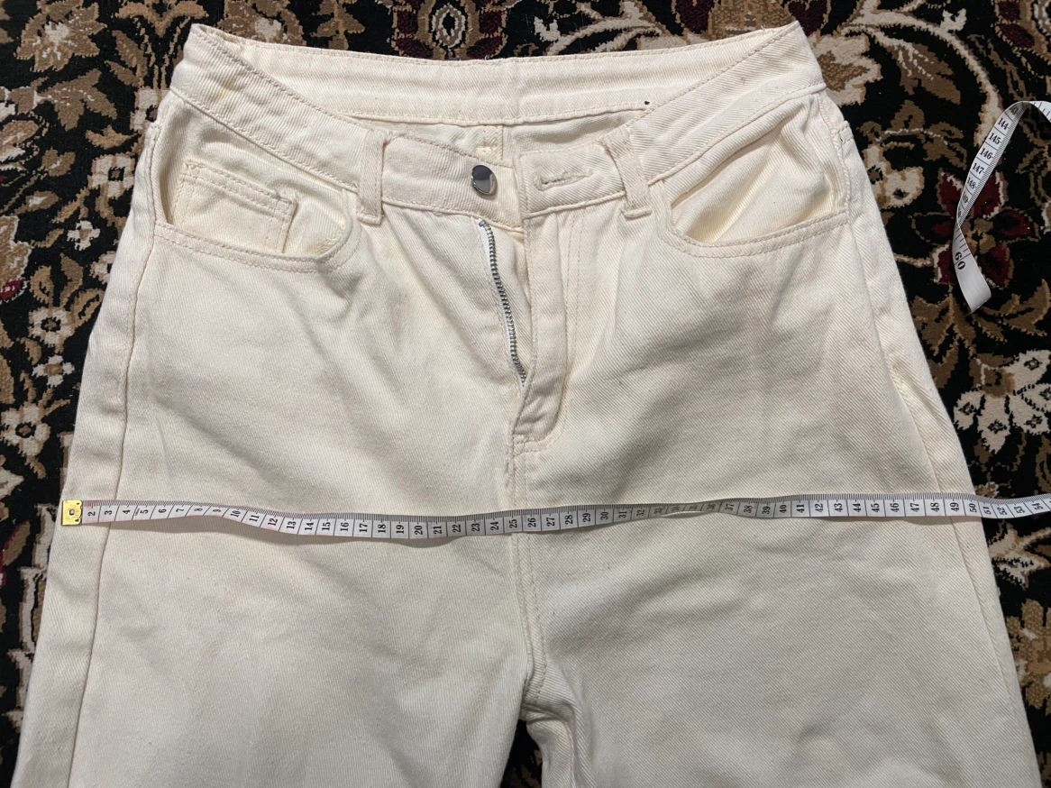Cream Wide-Leg Denim Jeans - photo 3