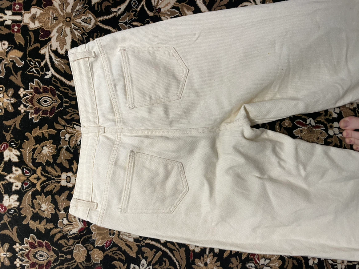 Cream Wide-Leg Denim Jeans - photo 4